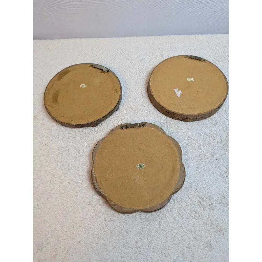 Ornate Decorative Round Mirrors Set of 3 Brown Rustic Vintage Accent